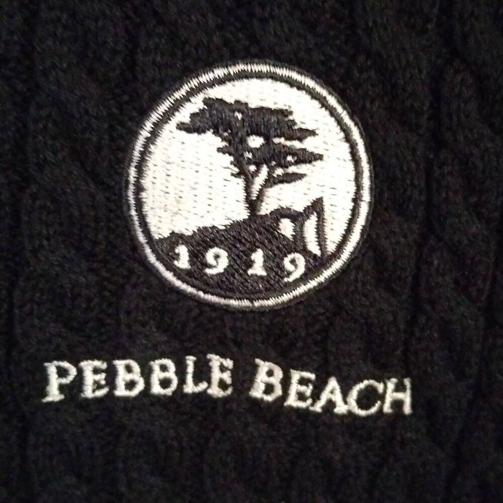Pebble Beach Links Large Black Cotton V- Neck Golf Sweater Vest